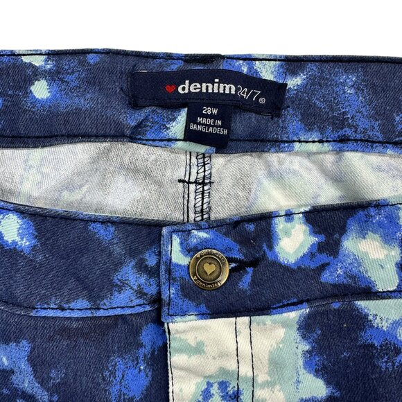 Denim 24/7 Blue Watercolor Straight Leg Jeans (28W) - Picture 8 of 9